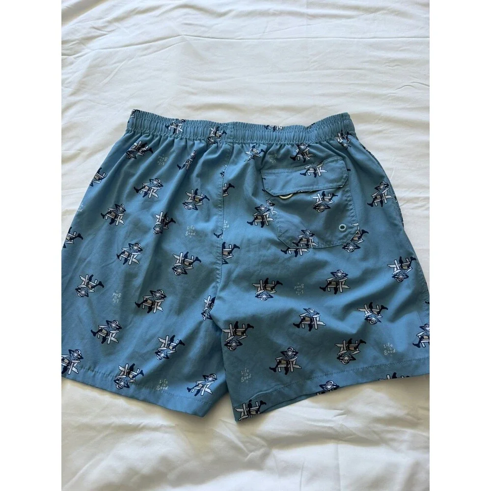 Life Is Good Swim Shorts M Blue Graphic Print